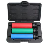 Milageto Bussole a impatto con protezione per ruote, bussole profonde a parete sottile, portatili, professionali, pratiche, resistenti, con attacco da 1/2, Set Da 3 Pezzi