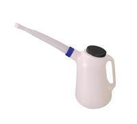 Milageto Caraffa graduata per olio, erogatore per olio per auto con tappo traslucido da 5 litri, contenitore universale con beccuccio per e viaggi, Anelli Blu