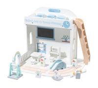Milageto Casa Delle Bambole in Mini Playhouse Scena di Gioco Bambole Accessori Mezza Apertura con Scale Materiali in Legno con Vernice a Base d'Acqua Adatta