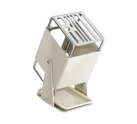 Milageto Ceppo Universale per coltelli da Cucina, portacoltelli Moderno e Stabile con Vassoio di drenaggio, Versatile in Acciaio Inox Senza coltelli per Il, Bianco