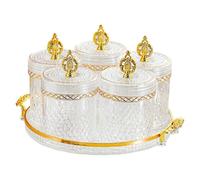 Milageto Contenitore per alimenti con vassoio, accessori professionali per rack, cassetto per barattoli di spezie, mobiletto riutilizzabile per chicchi di, Chiaro