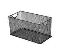 Milageto Contenitore Portaoggetti Aperto in Rete, 27x14x15cm, Scatole in Metallo, Cestino Rettangolare, Multiuso Organizer di Immagazzinaggio, Cestelli per Casa, Ripiani, Ufficio, Bagno, Cucina, Nero