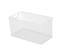 Milageto Contenitore Portaoggetti Aperto in Rete, 27x14x15cm, Scatole in Metallo, Cestino Rettangolare, Multiuso Organizer di Immagazzinaggio, Cestelli per Casa, Ripiani, Ufficio, Bagno,Cucina, Bianco