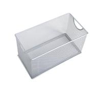 Milageto Contenitore Portaoggetti Aperto in Rete, 27x14x15cm, Scatole in Metallo, Cestino Rettangolare, Multiuso Organizer di Immagazzinaggio, Cestelli per Casa, Ripiani, Ufficio,Bagno,Cucina, Argento