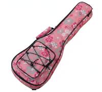 Milageto Custodia con Tasca Frontale Imbottita Custodia con Tracolla Durevole Gig Bag per Ukulelisti, Studenti, Fiori Rosa, 23 Pollici
