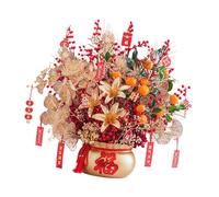 Milageto Decorazione per il capodanno cinese, pianta artificiale in vaso, decorazione per la, bouquet di fiori artificiali per le, Oro