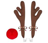 Milageto Decorazioni natalizie per auto, accessori per auto, kit di decorazioni natalizie per auto per automobili, familiari, amici, SUV, Capodanno, Corna di Elfo 43.5 Cm