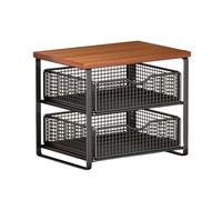 Milageto Desktop Porta Stampante Organizer in Legno Metallo con Cassetto Silenzioso Supporto Libreria Tavolo Piccolo per Scrivania Struttura Resistente, Style H