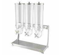 Milageto Dispenser di Cereali Erogatore Distributore Contenitore Dosatore in Metallo con Contenitore Chiaro per Self Service Pulito E Pratico Controllo, Dispenser Triplo Da 3.5L