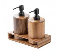 Milageto Dispenser per Lozione in Stile Moderno Legno di Pompa Dosatrice Robusta Base Aderente per Organizzazione di Bagno Cucina Adatto per Soggiorno, S, SET 3 Pezzi