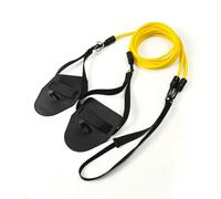 Milageto Elastico di Resistenza con Palette Portatile Estensore Resistente Attrezzo per Nuotatori, Allenamento a Secco, Casa, Giallo, 20 Libbre