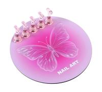 Milageto Espositore per unghie Supporto per punte per unghie per pressa Attrezzatura per salone Strumento per manicure versatile Mensola portatile per, Rotondo Rosa