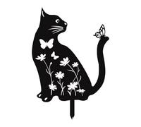 Milageto Gatto Decorativo Giardino di palo Silhouette Yard Patio Decorazioni per Animali all'aperto per Recinzione Donna per Le Donne Prima Estate, Girare La Testa
