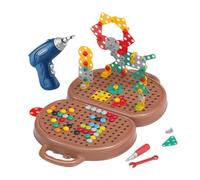 Milageto Gioca con Le Cassette degli Attrezzi, Puzzle a Mosaico, banco da Lavoro, Set da Gioco Fai da Te, Cassetta degli Attrezzi, Set di Utensili a Vite per, Orso