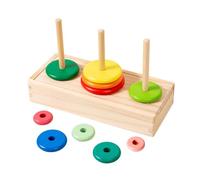 Milageto Giocattolo ad Anello impilabile Teaser di Legno intellettuale per Bambini Giocattolo di apprendimento colorato per Bambini Piccoli 1-3 Anni