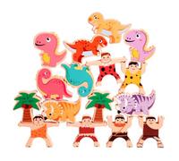 Milageto Gioco di Equilibrio con Dinosauri Pedagogico Gioco di Equilibrio in Legno Colorato Giocattolo Legno da Impilare per Asilo Nido