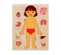 Milageto Gioco Didattico in Legno per l'apprendimento del Corpo Interattivo Tavola Puzzle di Anatomia con Organi Rimovibili Manuale Giocattolo Educativo, Blister En Girl