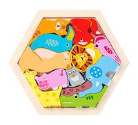 Milageto in Legno, Gioco Educativo, Smistamento di Blocchi Impilabili, Allenamento del Qi, Forme E Modelli, Giocattolo Educativo per Bambini dai 4 An, Animale