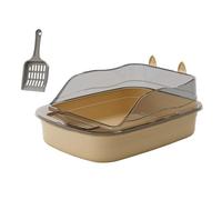 Milageto Lettiera Aperta Gattino Toilette Durevole Forma di Cartone Animato Anti Spruzzi 50x34x18 cm Ampio Spazio Padella Lati Alti Lettiera per Gattini, Marrone