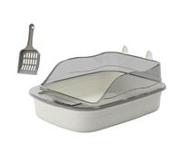 Milageto Lettiera Aperta Gattino Toilette Durevole Forma di Cartone Animato Anti Spruzzi 50x34x18 cm Ampio Spazio Padella Lati Alti Lettiera per Gattini, Grigio