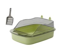 Milageto Lettiera Aperta Gattino Toilette Durevole Forma di Cartone Animato Anti Spruzzi 50x34x18 cm Ampio Spazio Padella Lati Alti Lettiera per Gattini, Verde