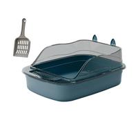 Milageto Lettiera Aperta Gattino Toilette Durevole Forma di Cartone Animato Anti Spruzzi 50x34x18 cm Ampio Spazio Padella Lati Alti Lettiera per Gattini, Blu