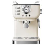 Milageto Macchina da Caffè Espresso Macchina Caffè Drip Caraffa Vetro Trasparente Pannello Frontale Elettronico 850W 1.5L Corpo Compatto in Finitura Argento Adatta Coworking, Bianco Crema