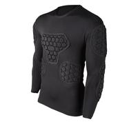 Milageto Maglia da Calcio Imbottita da Uomo a Compressione, a Maniche Lunghe, Abbigliamento Sportivo, Protezione migliorata per la milza, Protezioni Versatili, Size L