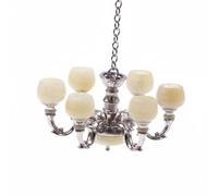 Milageto Mini Lampadario in Miniatura Lampada a Sospensione Luce per Casa Delle Bambole Accessorio da Display in Lega con Effetto Realistico Adatto per Scene, Argento
