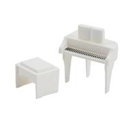 Milageto Modello di Strumento Musicale per Pianoforte da casa delle Bambole, Micro Paesaggio per la Sala Musica, Accessorio Giocattolo per Tastiera con Panca, Bianco