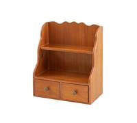 Milageto Organizzatore da Scrivania in Legno Scaffale Organizer Cassetti Portaoggetti Portadocumenti in Pino con Finitura Anticata Bordo Superiore Sagomato Adatto per Scrivania Studenti Professionisti