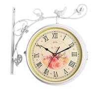 Milageto Orologio da Parete Classico in Legno, Bianco con Rose.