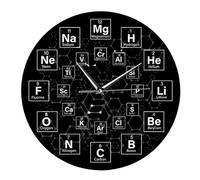 Milageto Orologio da Parete con tavola Periodica, Rotondo, Regalo, Decorazione Moderna per la casa, Simboli Muti, Orologio con Lavagna Nera per Aula, Soggiorno