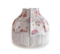 Milageto Paralume in Tessuto con Frange Copertura Lampada a Cupola Segmentata Tessuto Effetto Velluto Trim Elegante Cuciture, Paralume In Tessuto Con Motivo A Petali Floreali, Nappe, 14x35x21 Cm