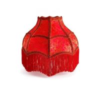 Milageto Paralume in Tessuto con Frange Copertura Lampada a Cupola Segmentata Tessuto Effetto Velluto Trim Elegante Cuciture, Paralume In Tessuto Rosso Con Nappe, Motivo Floreale, 14x35x21 Cm