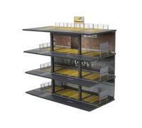 Milageto Parcheggio Multipiano in Miniatura Multistrato Garage Multipiano Compatto Modellismo per Scrivania, MO922002-Scena Di Assemblaggio Garage In Acciaio Americano Con Luci