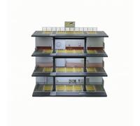 Milageto Parcheggio Multipiano in Miniatura Multistrato Garage Multipiano Compatto Modellismo per Scrivania, MO922004-Scena Di Assemblaggio Garage In Acciaio Americano Con Luci, Modello B