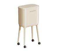 Milageto Pattumiera a Pressione con Ruote, Cestino per rifiuti, Cestino per la Spazzatura Minimalista, Secchio per la Carta straccia per la casa, Bianco