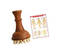 Milageto Pettine per massaggio in legno, spazzola raschiante Guasha, 29 denti in ottone, per ufficio, tessuti profondi, casa, strumento per la scultura del, con Immagine Puntiforme