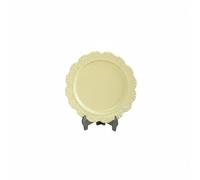 Milageto Piatto per Casa Delle Bambole Piatto Decorativo Miniatura Vassoio Stile Francese in Lega Inciso Adatto per Diorami Creativi Decorazioni Artigianali, Giallo Crema, 27 4mm
