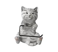 Milageto Portarotolo di carta igienica, dispenser decorativo per bagno, scultura in resina a forma di gatto, per ufficio, hotel, appartamento, sala da pranzo, Grigio