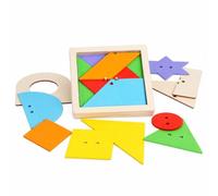 Milageto Puzzle a Strati Geometrici in Legno con Bordi Lisci Puzzle con Pezzi Geometrici Colorati Stimola la creatività per Casa