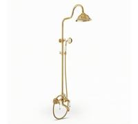 Milageto Rubinetteria Doccia Ceramica Doccia a Soffione Tondo Doccetta Portatile Miscelatore Termico Bocca per Vasca Riser Regolabile Tubazioni Esterne Stile, Maniglie In Ceramica