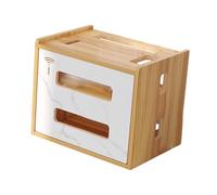 Milageto Scatola portaoggetti per router, organizer decorativo a 2 livelli, moderno mobiletto in legno cavo per la gestione dei cavi, per l'organizzazione, Colore Del Legno