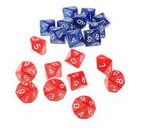 Milageto Set di 20 Dadi Acrilici Opachi D10 Dadi TRPG a Dieci Facce per Dungeon E Draghi - Rosso e Blu, 22 Millimetri