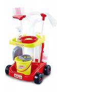 Milageto Set Pulizia Bambini con Carrello Mop Secchio E Paletta Plastica Resistente E Dettagli Realistici per Stimolare Creatività Adatto a Giochi Educativi E Ruolo Domestico , 66733 Rosso SET
