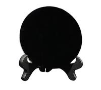 Milageto Specchio per scrutare il disco di ossidiana nera, specchio per scrutare l'ossidiana nera, specchio rotondo nero con supporto rotondo, artigianato per, 12 cm