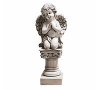 Milageto Statua con Angelo con Colonna Romana dai Dettagli Intricati Statua Decorativa in Stile Europeo Ornato Artigianato Decorativo per Spazi Abitativi, Angelo in Preghiera