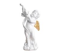 Milageto Statua di cherubino, statuina di Piccolo Angelo, Opera d'Arte da Collezione, Scultura Musicale Decorativa in Resina per Hotel e Ufficio, Oro Bianco