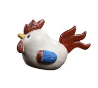 Milageto Statuetta di Gallo in Argilla Viola, Decorazione per Animali da Compagnia, Decorazione Feng Shui per la casa, Regalo, Statua di Pollo per Tavolo, Bianco